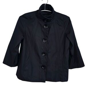 Crop Trench Apt. 9 100% Polyester Women’s Button Down Black Raincoat